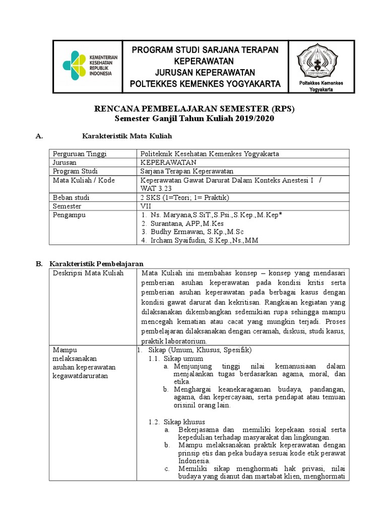 RPS Keperawatan Gawat Darurat 2019 | PDF