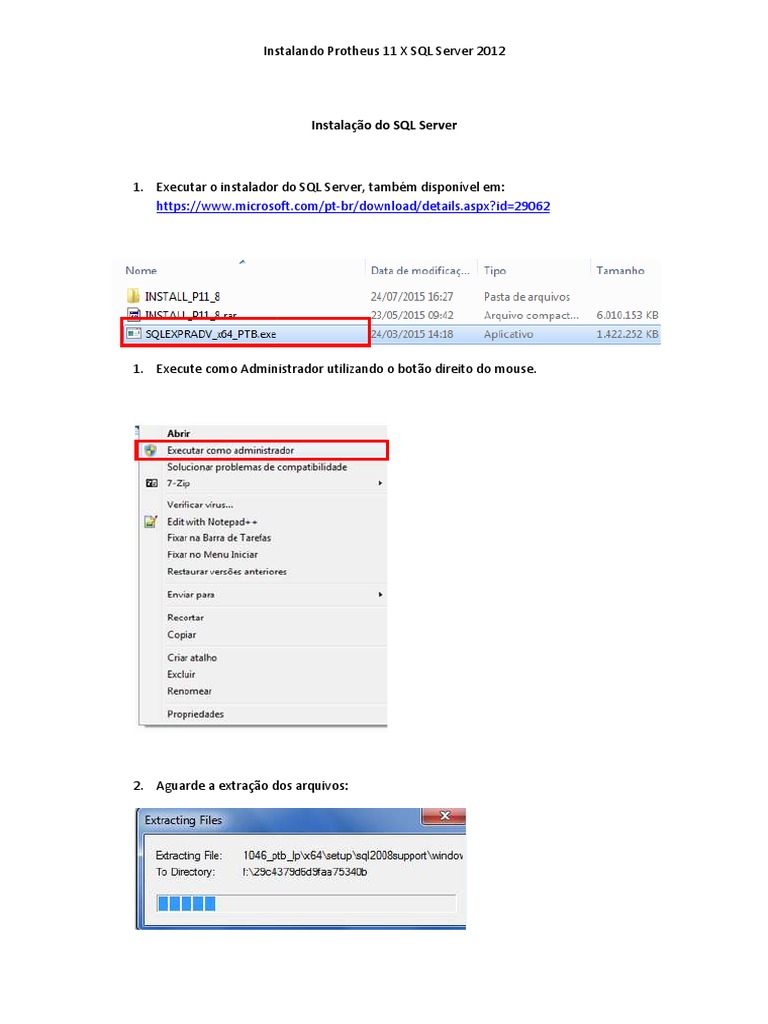 Instalação do Protheus 11 com SQL Server | PDF | Microsoft SQL Server ...