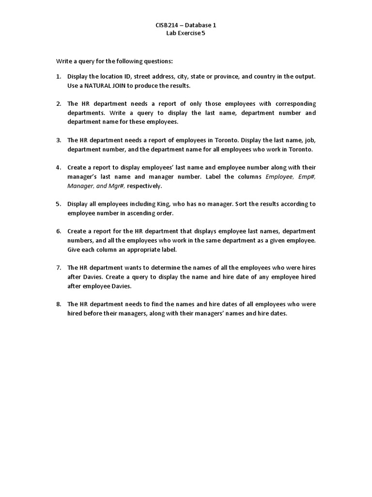 Lab 5 For Databse | PDF