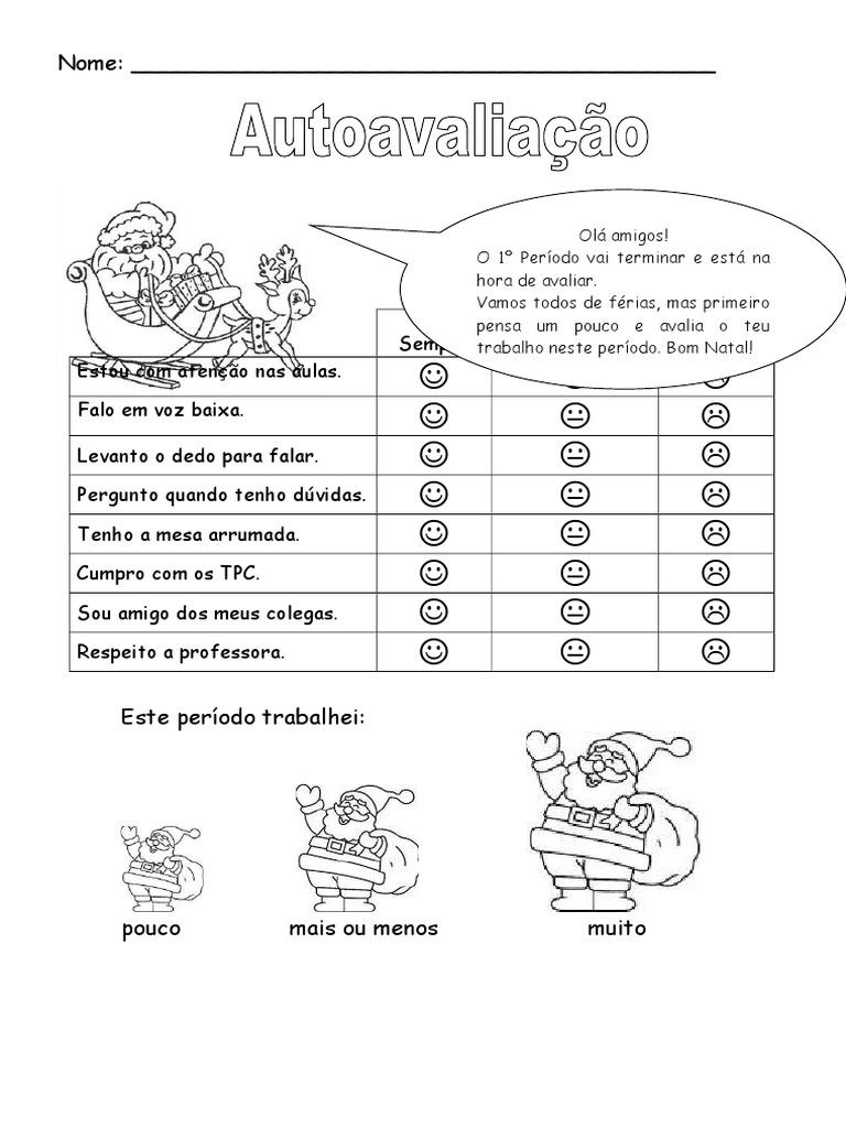 Ficha de Autoavaliação para Alunos | PDF