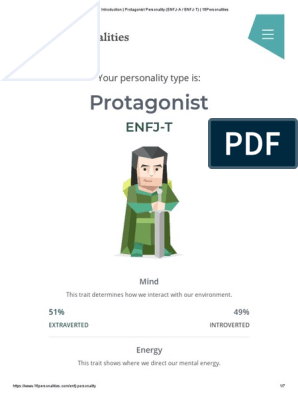 Introduction Protagonist Personality Enfj A Enfj T 16personalities Pdf Personality Type Decision Making