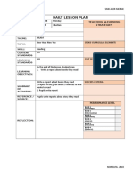 Daily Lesson Plan: Date/Day: Time/Class: Subject: Domain: Theme: Topic: Skill: Content Standards Learning Standards