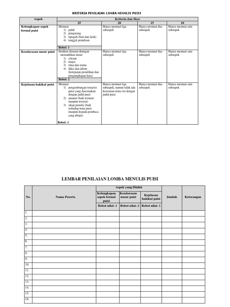 Format Penilaian Cipta Puisi - Guru Paud
