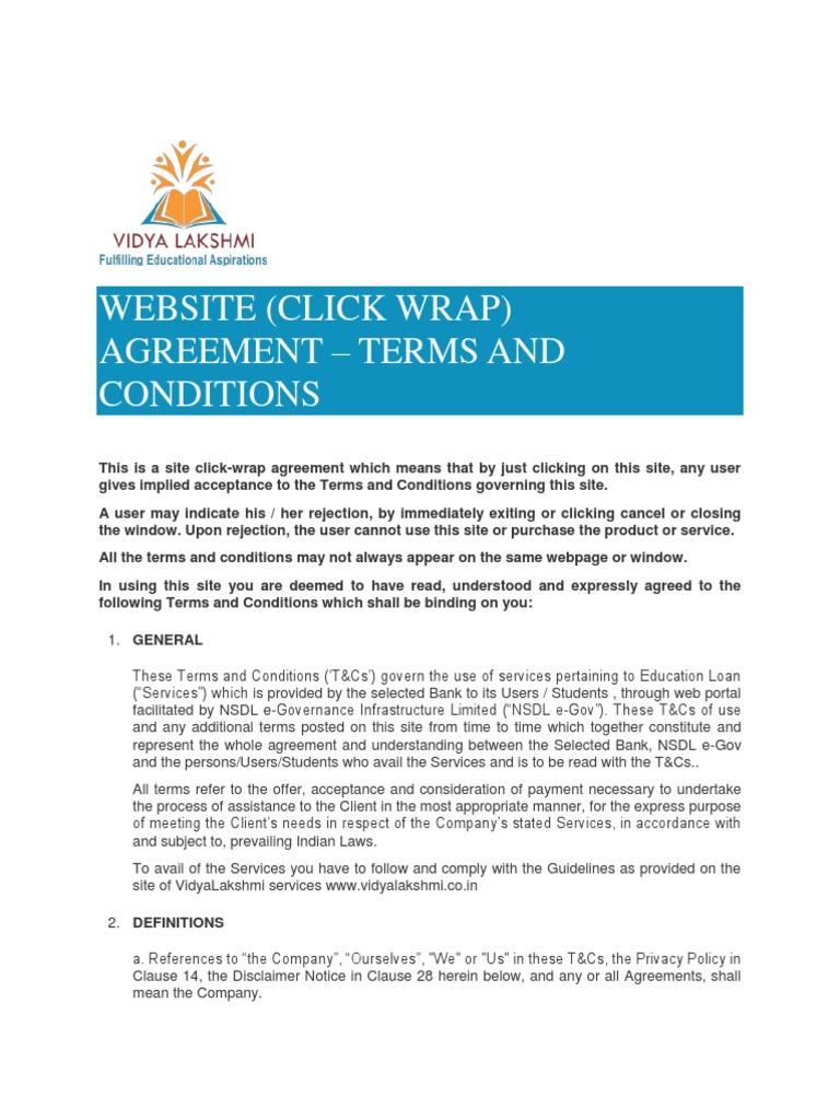 site (Click Wrap) Agreement Terms and Conditions PDF Privacy