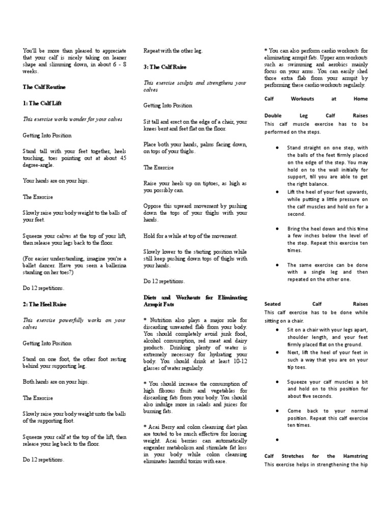 Calf Exercise | PDF | Foot | Aerobic Exercise