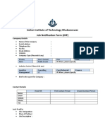 Indian Institute of Technology Bhubaneswar Job Notification Form (JNF)