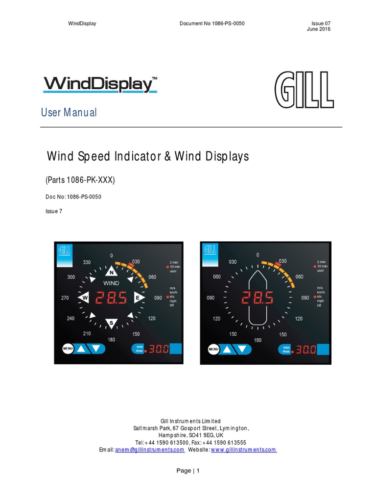 Wind Speed Walker P1249 PDF Power Supply Mains Electricity
