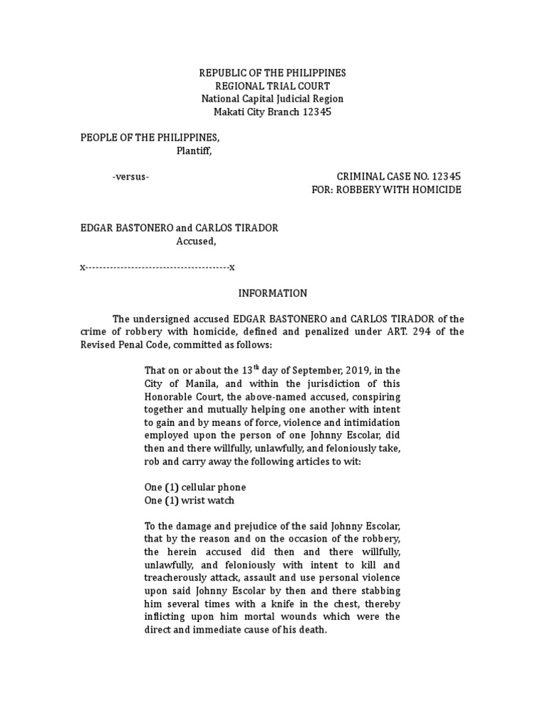 Robbery with Homicide Case in Manila | PDF | Crime & Violence | Crime ...