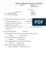 Hamdania Public High School Kunzer: Class: 5th Pry Exam: U2 Roll No.: - Subject: S Science Max Marks: 14