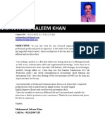 Muhammad Saleem Khan: Objective