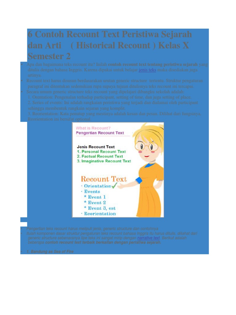6 Contoh Recount Text Peristiwa Sejarah Dan Arti