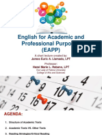 English For Academic and Professional Purposes (EAPP) : James Euric A. Llamado, LPT