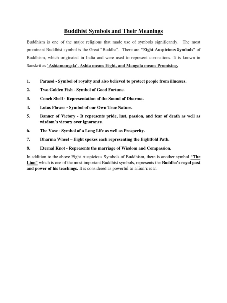 Buddhist Symbols and Their Meanings | PDF