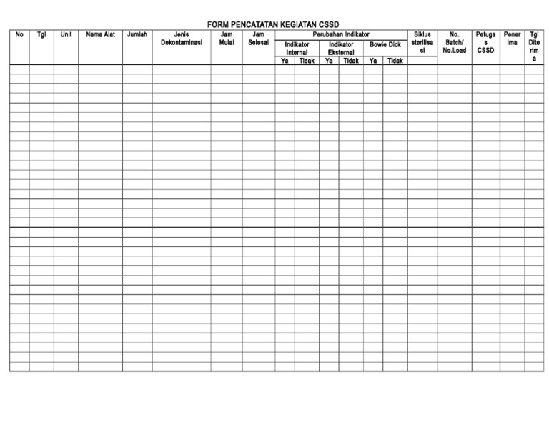 Format Pencatatan Kegiatan CSSD | PDF