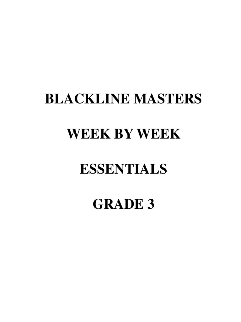 Blackline Masters Week by Week Essentials Grade 3 PDF Convex