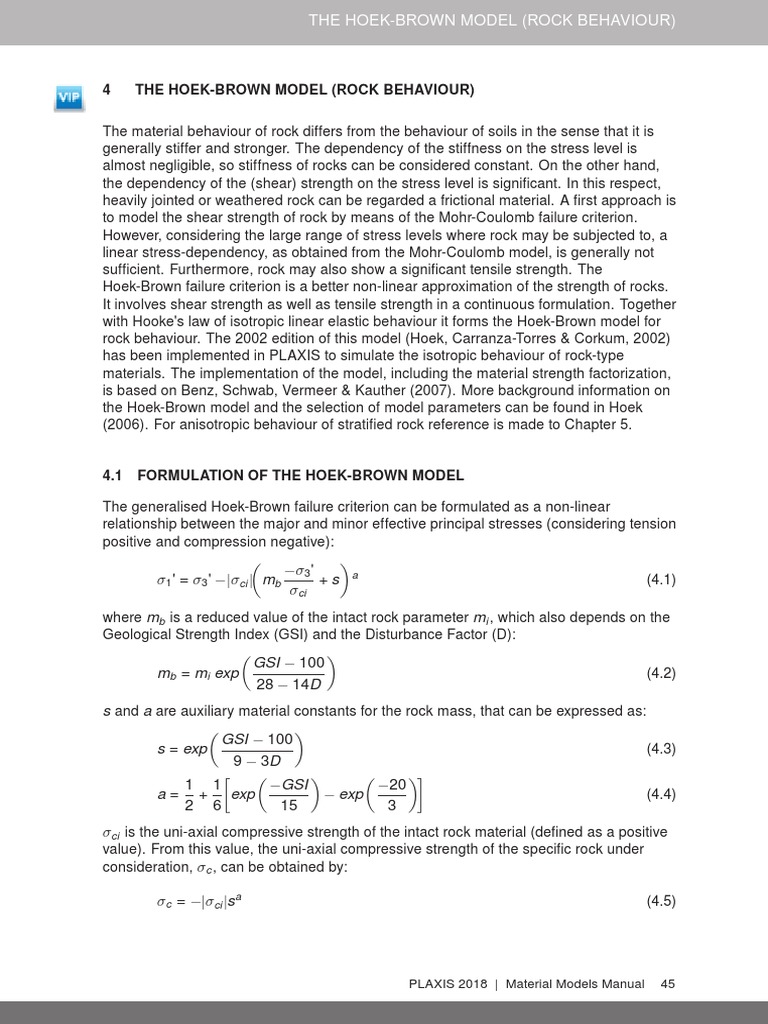 Hoek-Brown Model for Rock Behavior | PDF | Strength Of Materials ...