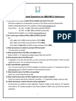 Frequently Asked Questions For MBA/MCA Admission: TH TH