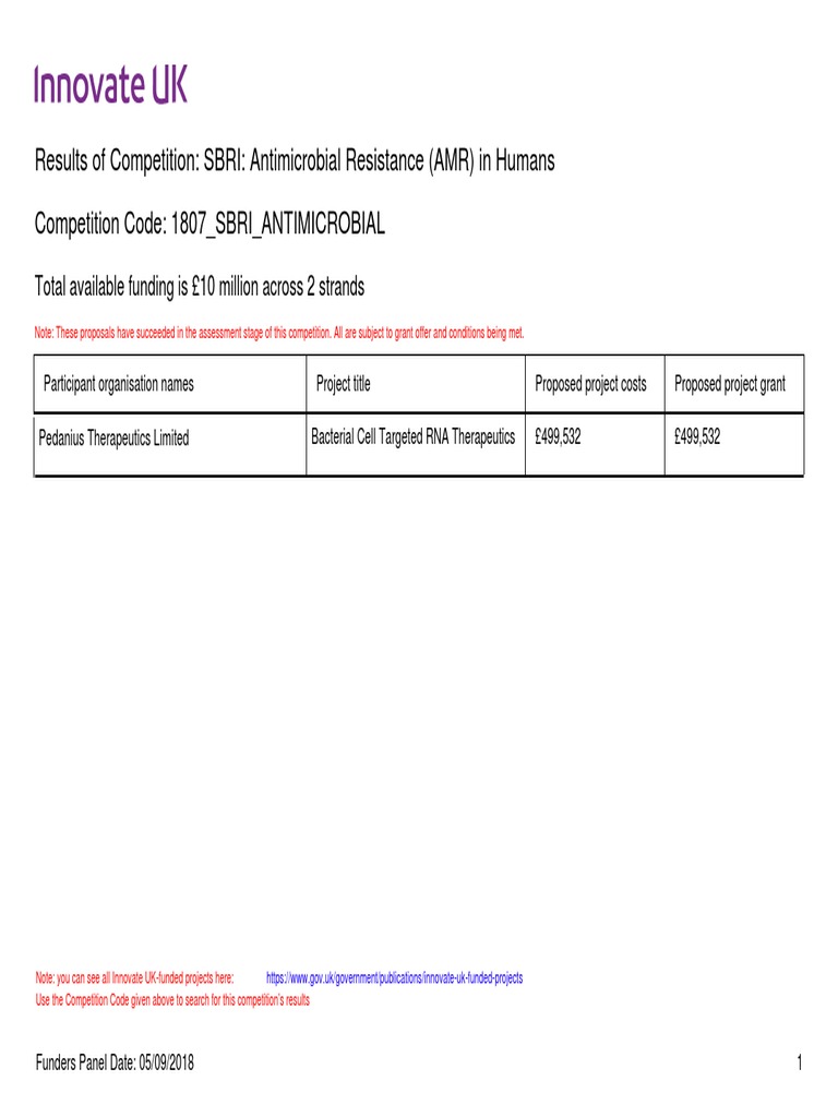 SBRI AMR Competition Results 2018 | PDF | Multiple Drug Resistance ...