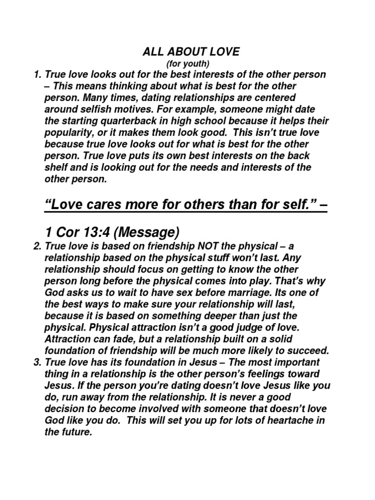 Understanding True Love for Youth | PDF