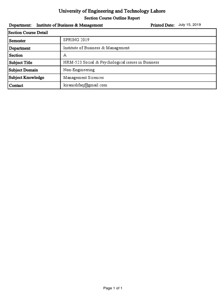 Section Course Outline PDF | PDF