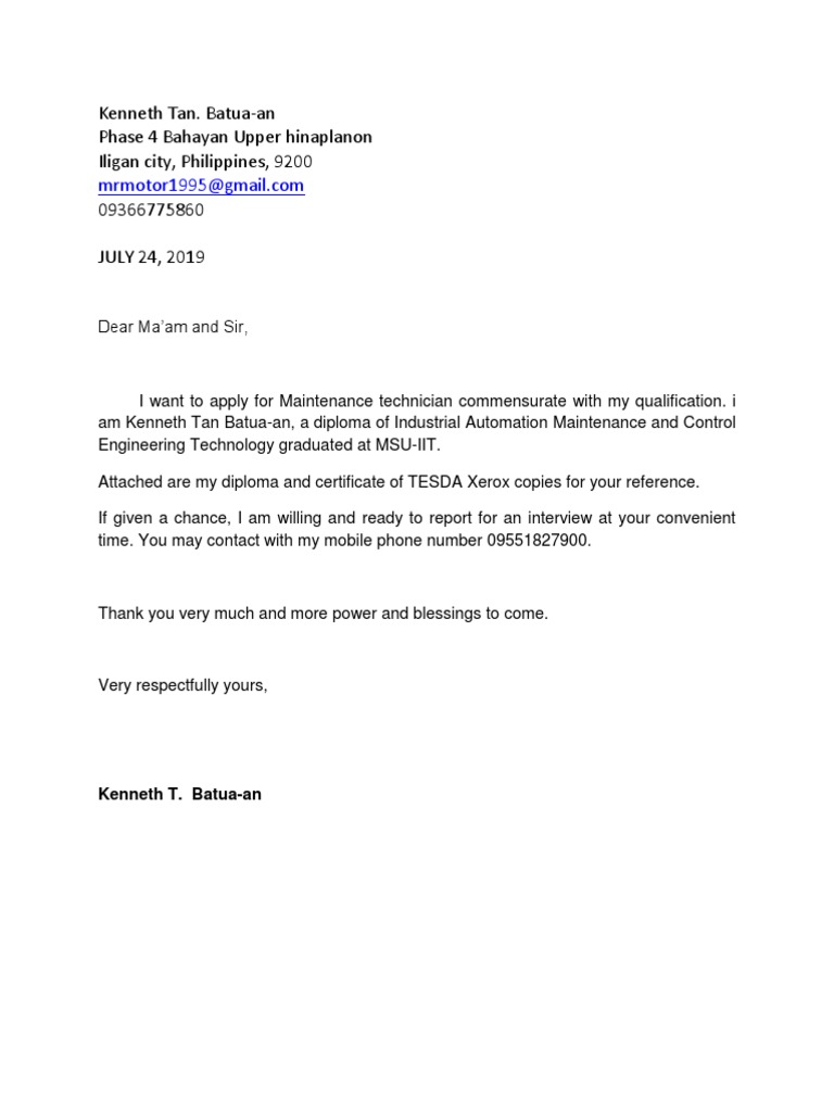 My Application Letter | PDF