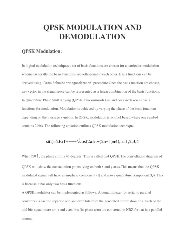 QPSK Modulation and Demodulation Guide | PDF | Modulation | Radio