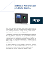 Reloj Biométrico de Asistencia Por Huella Digital Dactilar