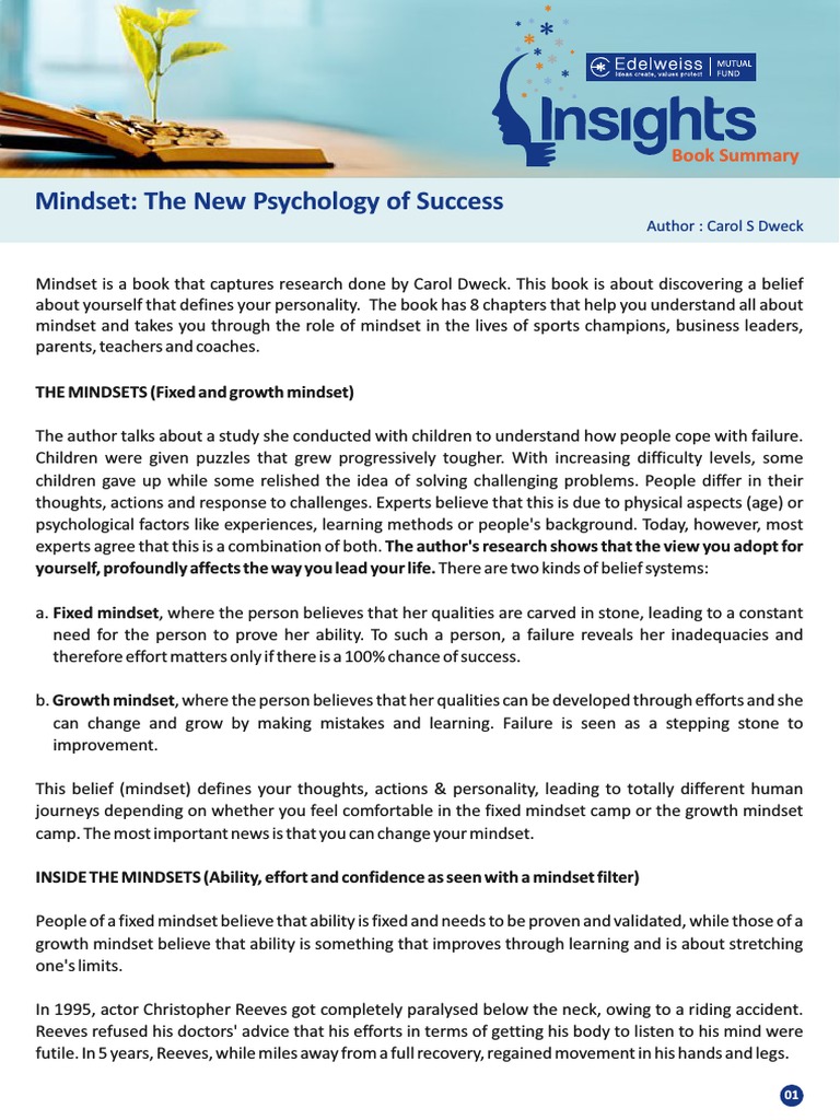 Understanding the Growth Mindset: A Summary of Carol Dweck's Book ...