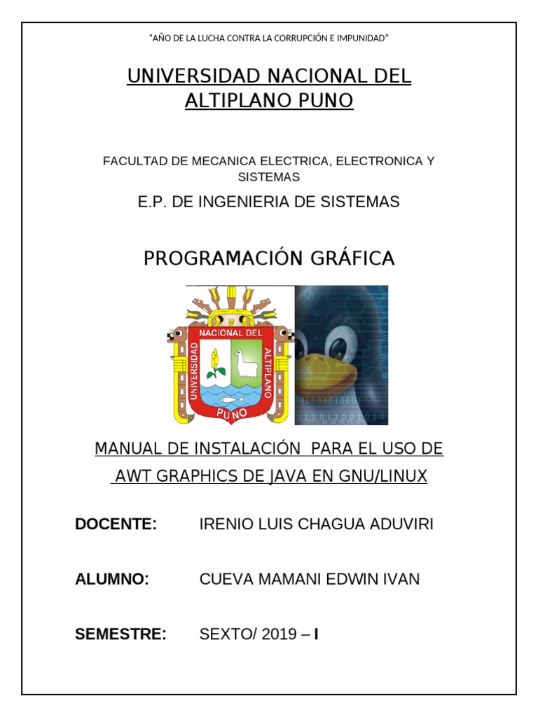 Manual de Instalación AWT Graphics Java en Lunix Fedora 29 PDF