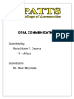 Oral Communication: Submitted By: Maria Nicole F. Decena 11 - Airbus