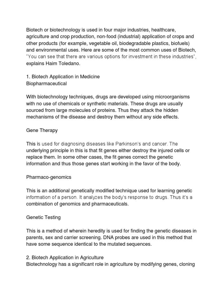 Applications of Biotechnology Explained | PDF | Biotechnology | Genetics