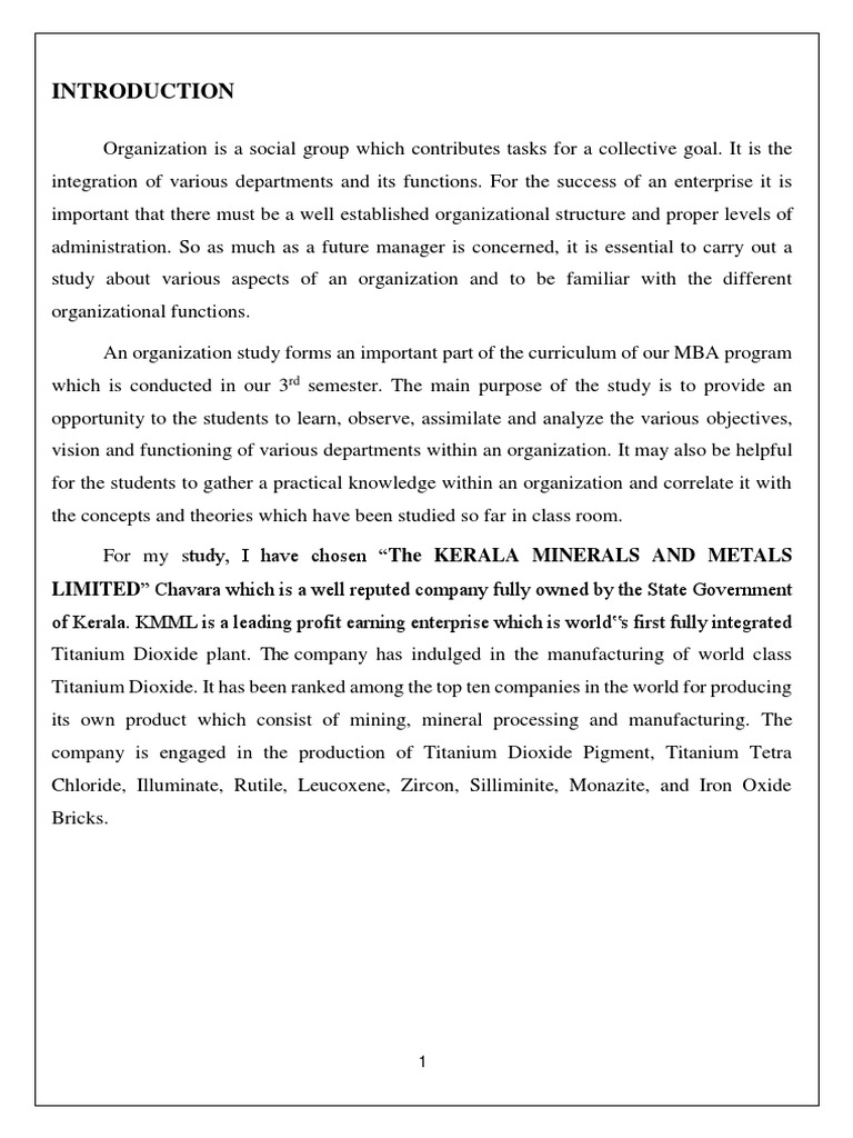 Kerala Minerals and Metals Limited PDF Titanium Dioxide Titanium