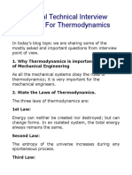 Mechanical Technical Interview Questions For Thermodynamics