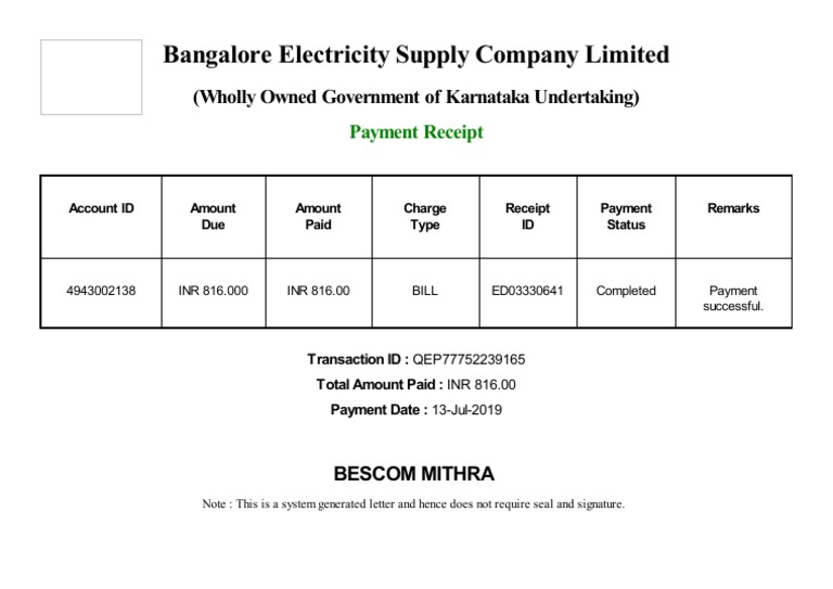 Bangalore Electricity Supply Company Limited (Wholly Owned Government