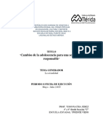 Proyecto Cambios de La Adolescencia para Una Sexualidad Responsable