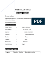 Abdul Hamid: Curriculum Vitae