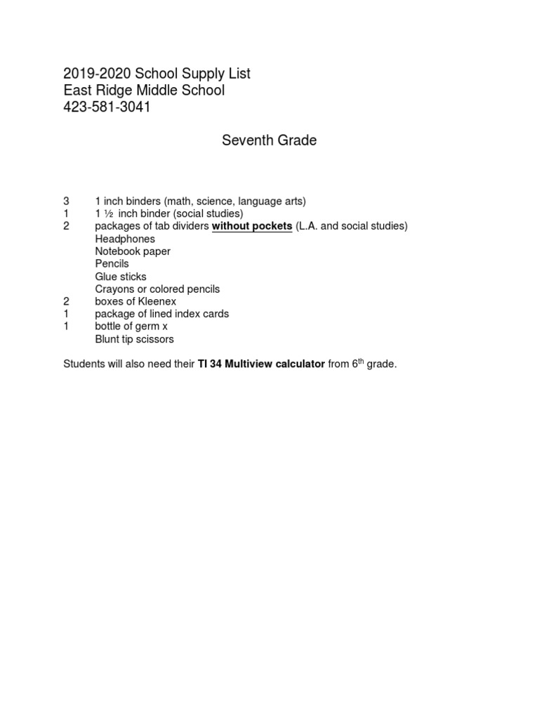Back To School 19 Hamblen County School Supply Lists Wbir Com