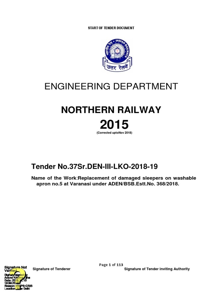 Engineering Department: Northern Railway | PDF | Power Of Attorney ...