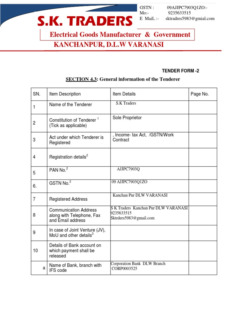 SK Traders Kanpur Company Overview | PDF