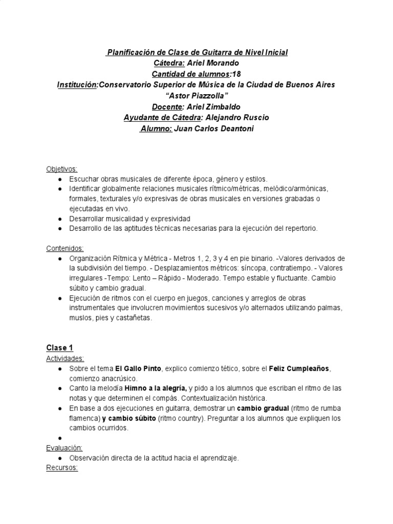 Planificación Clase de Nivel Inicial PDF | PDF