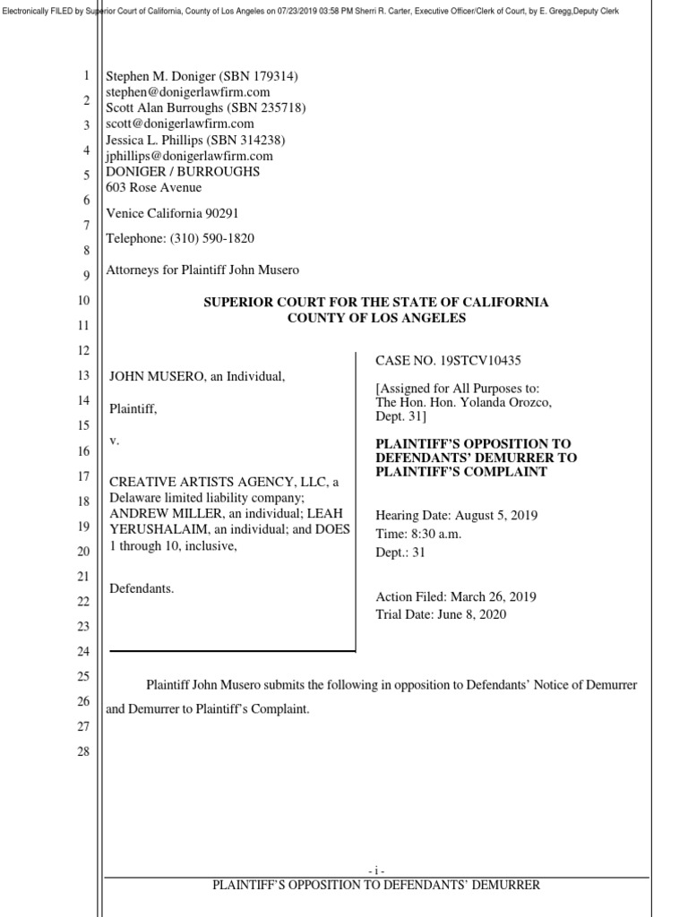 Musero V CAA Demurrer Opposition | PDF | Pleading | Fiduciary