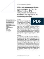 Flúor Nas Águas Subterrâneas Dos Municípios de Feira Da Mata e Santana (BA) : Comparação Dos Teores Do Fluoreto e Seu Significado Na Saúde Da População