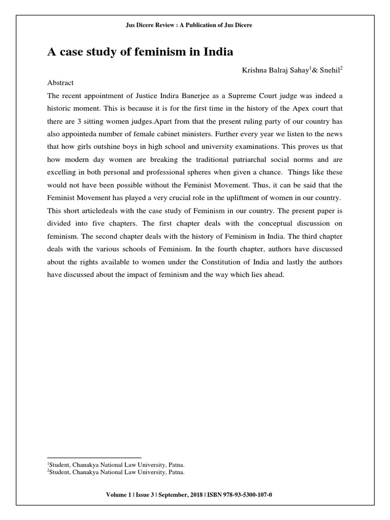 Feminism in India: A Case Study | PDF | Feminism | Gender Studies
