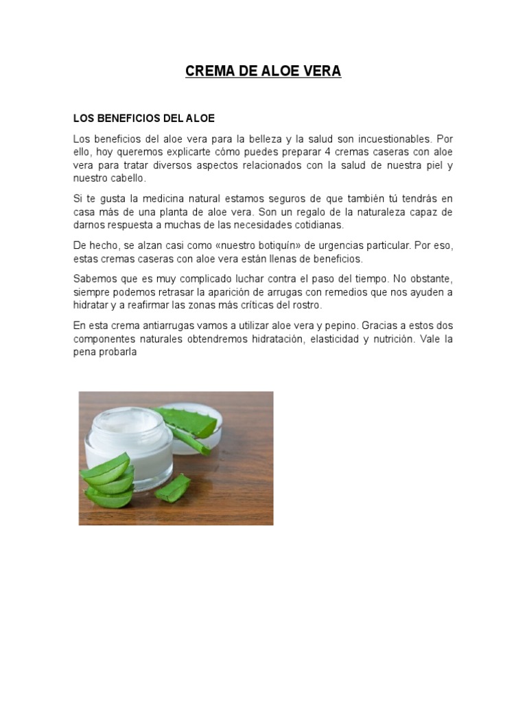 Crema Casera de Aloe Vera y Pepino | PDF