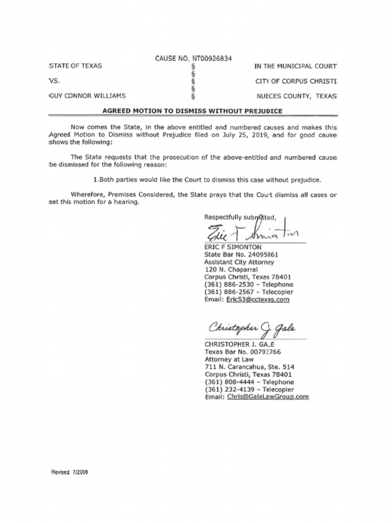 Motion To Dismiss, Motion For Continuance, Order On Motion For