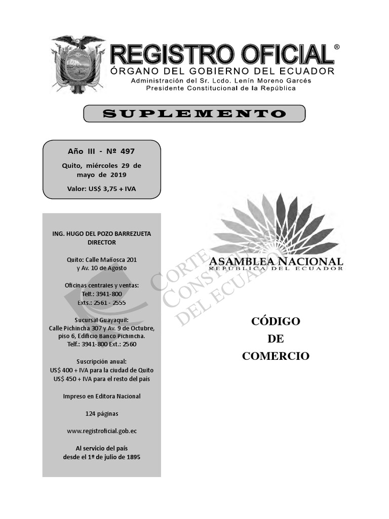 Codigo De Comercio 2019 Pdf Ecuador Comercio