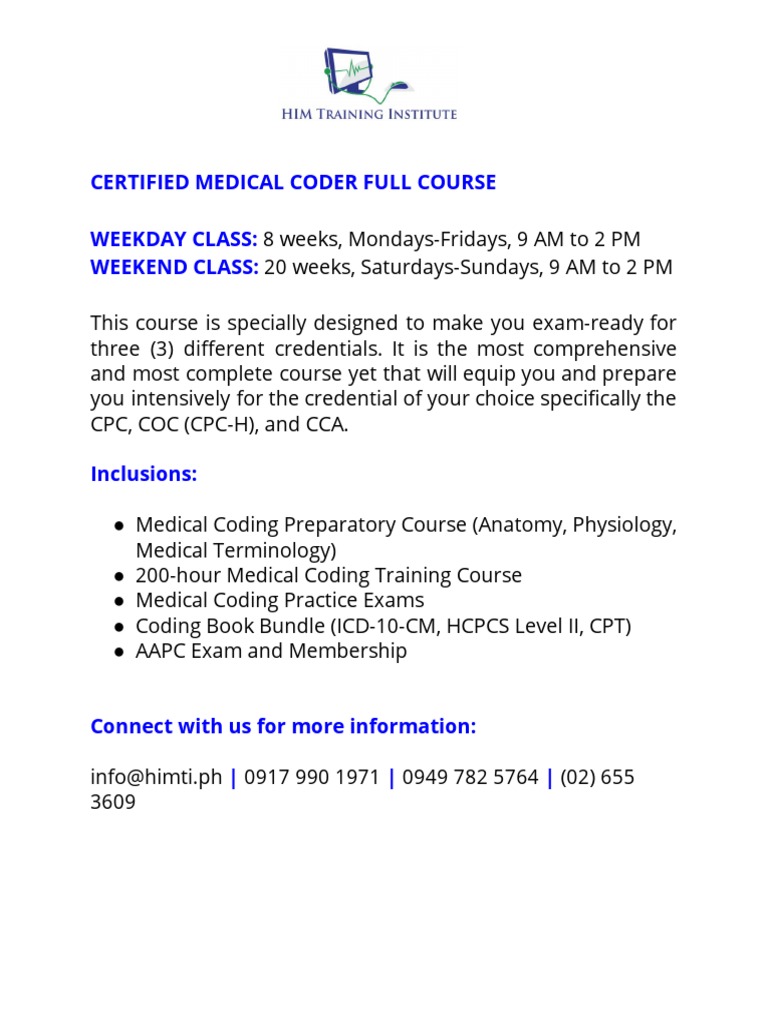 Certified Medical Coder Course | PDF