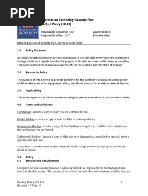10_13 Backup Policy