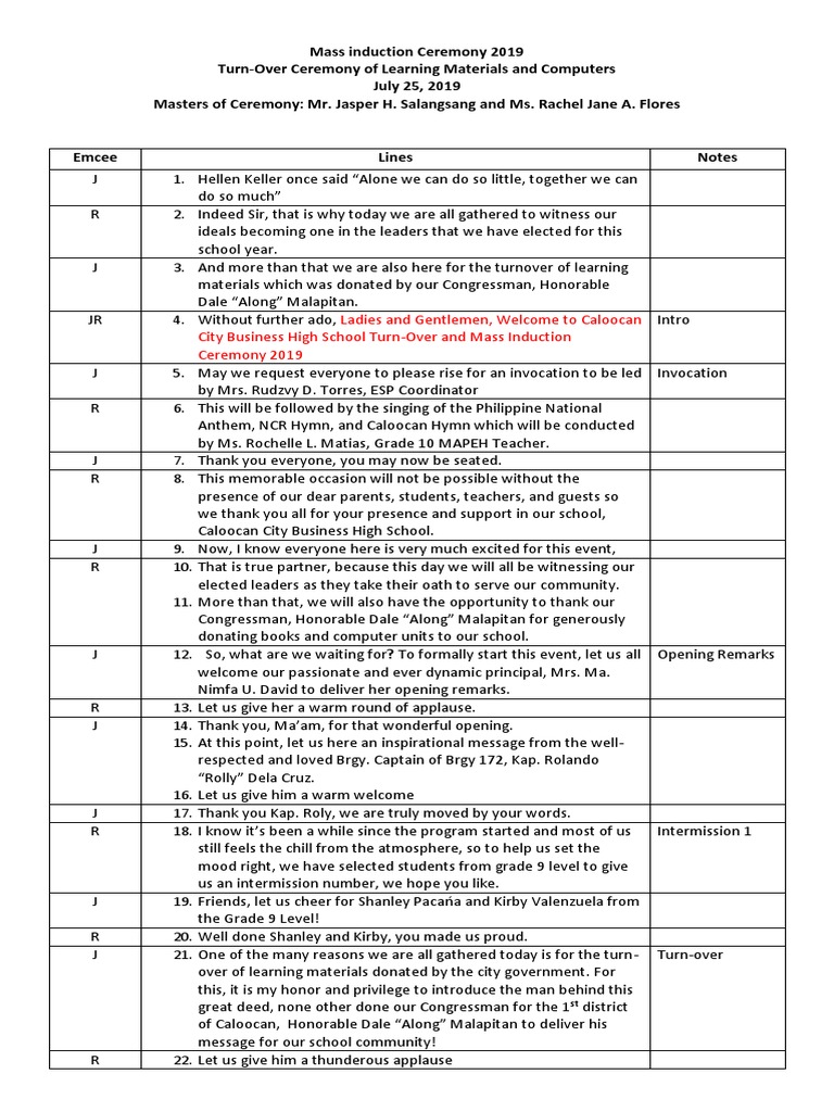 Mass Induction Script | PDF
