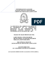 La Influencia Del Ambiente Hogareño en El Desarrollo de La Inteligencia Emocional en Los Participantes Del Programa